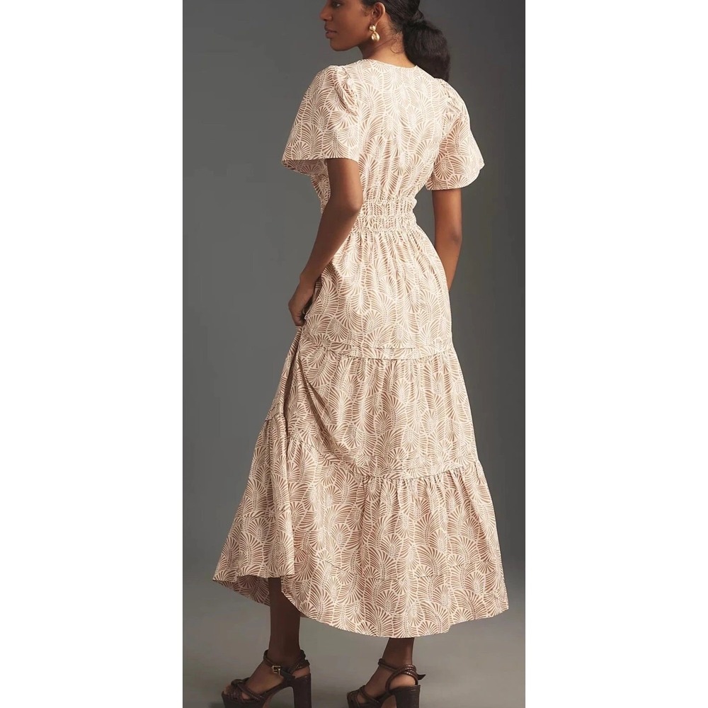 Anthropologie Women's LP Brown Printed Somerset Maxi Dress Tiered Boho Peasant - Picture 2 of 10
